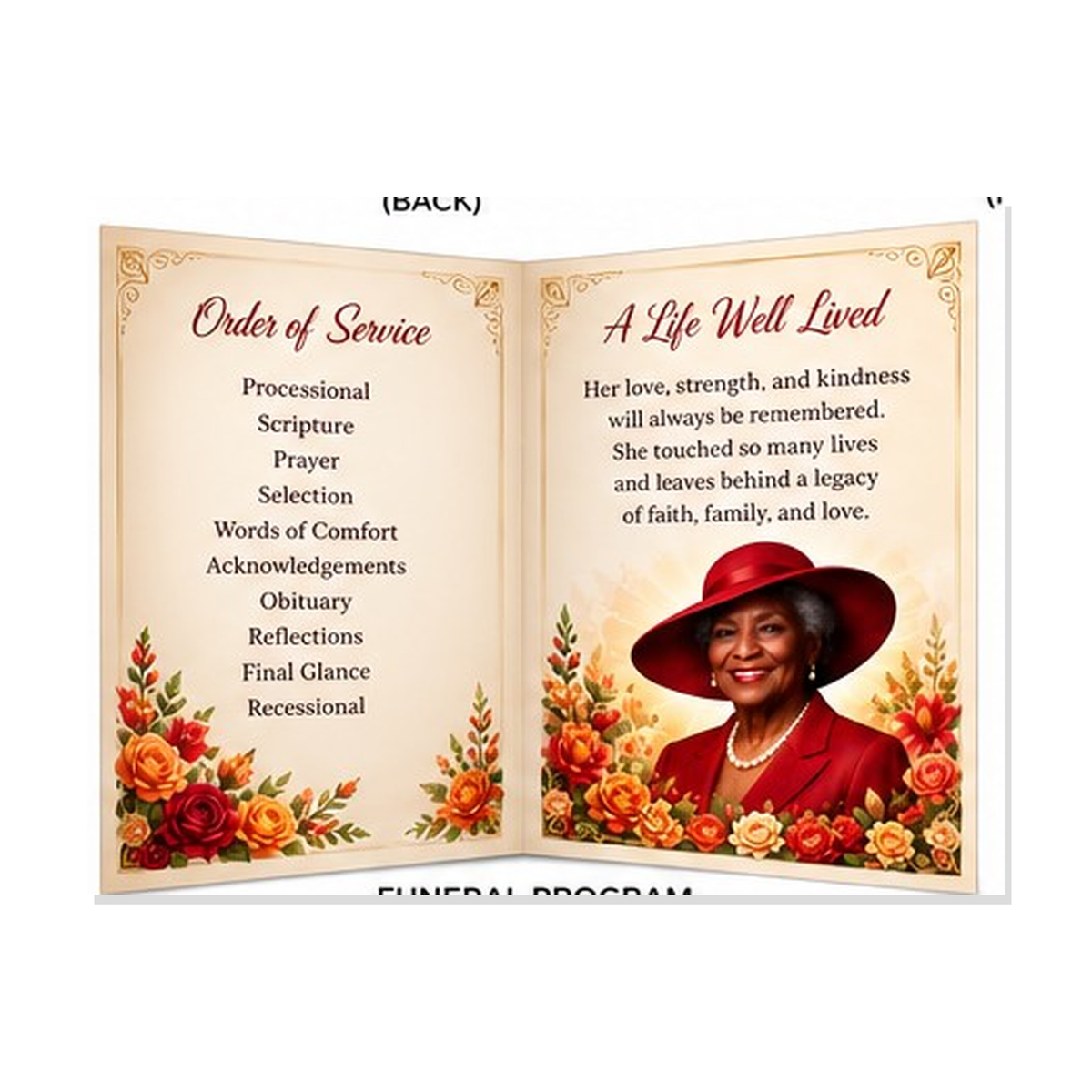 Custom Memorial Funeral Program – Front & Back Design (Starting at 125)